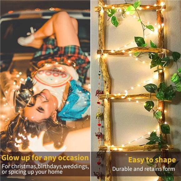 Fairy Lights Plug in, 33Ft 100 LEDs Waterproof Silver Wire Firefly Lights - Picture 2 of 8